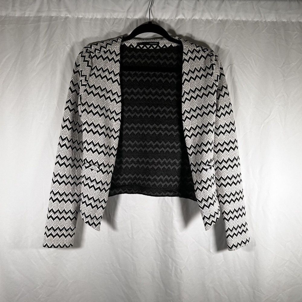 Maurices Cardigan Women's Small White Black Print Open Front Long Sleeve